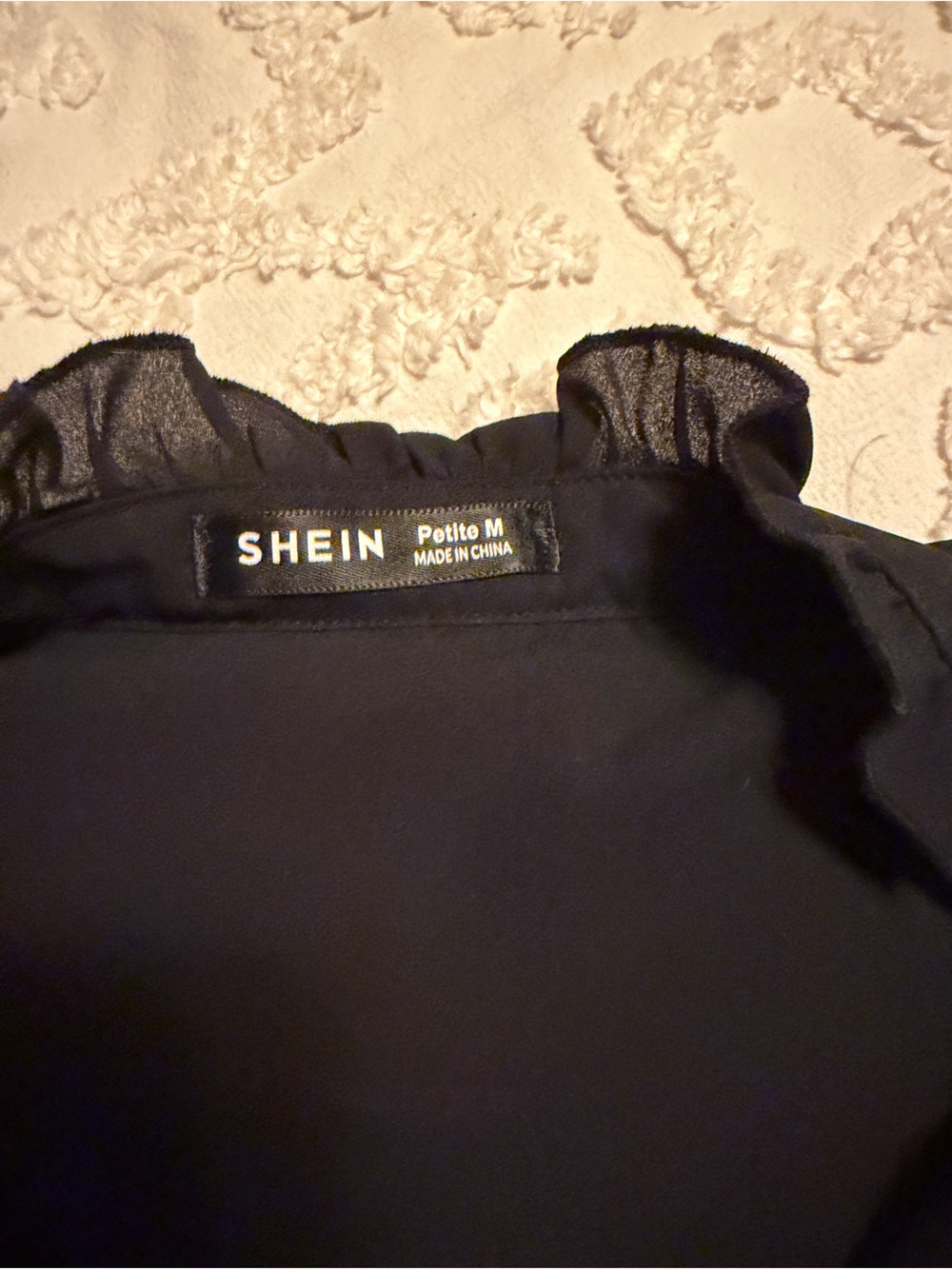 SHEIN Black Ruffle-Front Button-Down Blouse - Picture 2 of 2